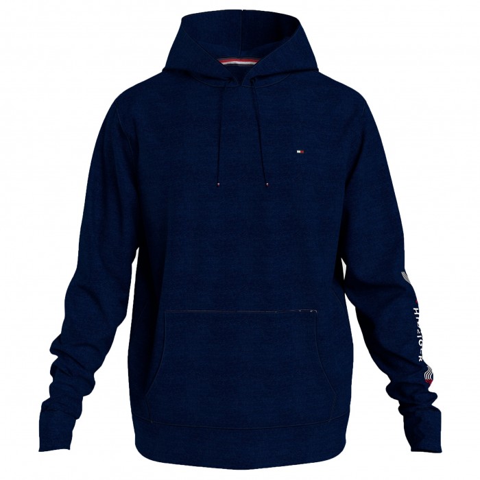  Felpa in tessuto stretch con cappuccio e logo - navy - TOMMY HILFIGER UM0UM02431-DW5 