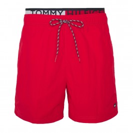  Logo Waist Mid Length Swim Shorts Tommy hilfiger - red - TOMMY HILFIGER *UM0UM02509-XLG 