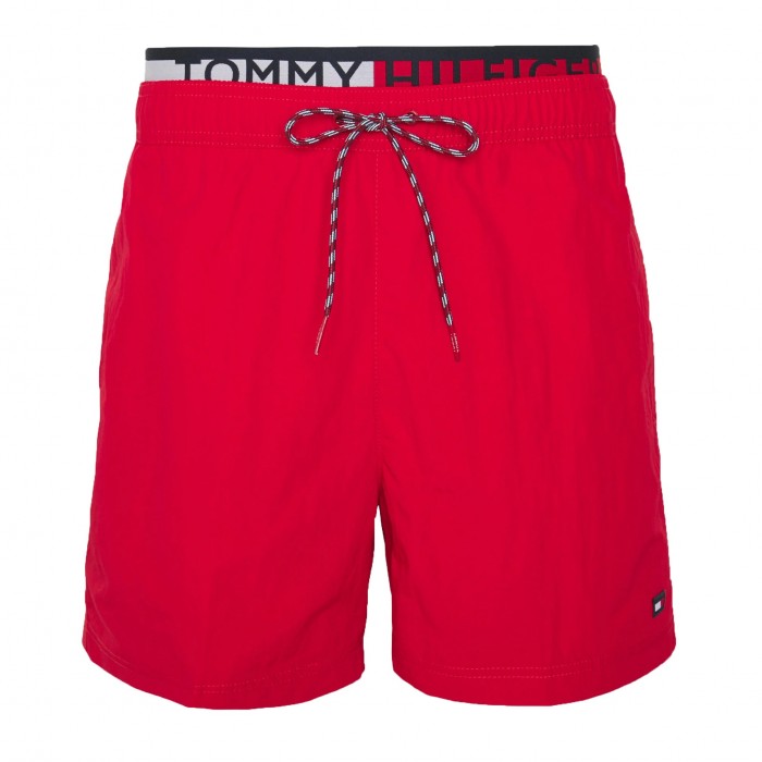 Logo Waist Mid Length Swim Shorts Tommy hilfiger - red: Swim shorts...