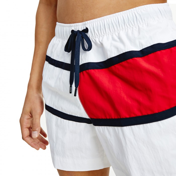  Short de bain mi-long colour block - blanc - TOMMY HILFIGER UM0UM02055-YBR 