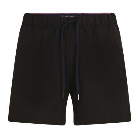 Mid-length swim shorts Tommy  with signature logo - black