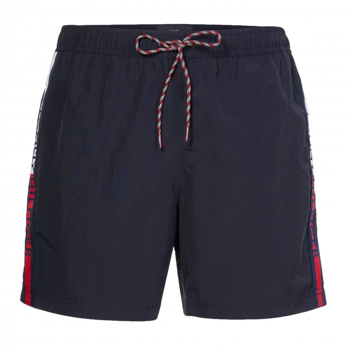 Short de bain mi-long à bande de logo Tommy - bleu marine foncé - TOMMY HILFIGER UM0UM02508-DW5