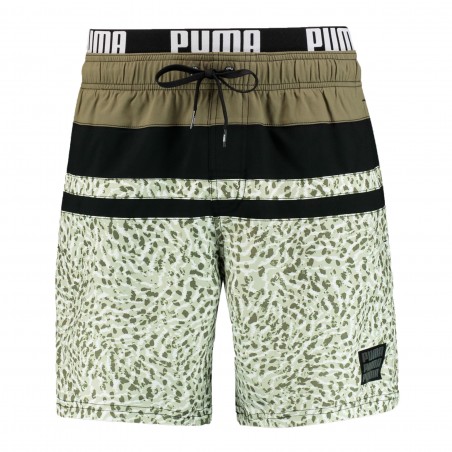 Short de bain mi-long PUMA Swim Heritage Stripe - Moss vert