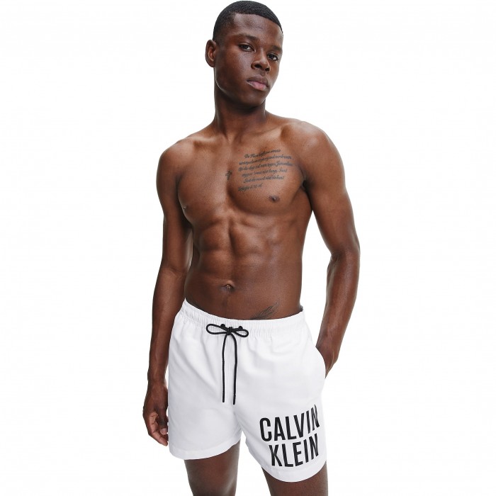  Medium Drawstring Swim Shorts Intense Power - white - CALVIN KLEIN *KM0KM00701-YCD 