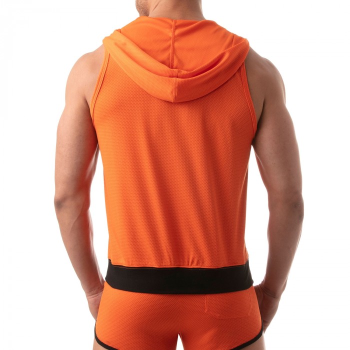  Mesh Sleeveless Hoodie - orange - TOF PARIS TOF202O 