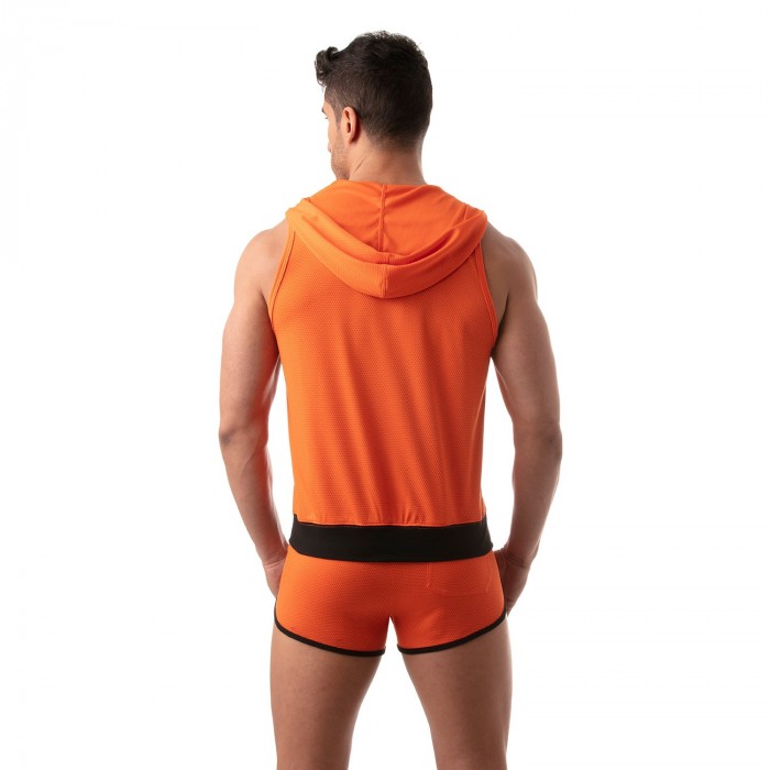  Mesh Sleeveless Hoodie - orange - TOF PARIS TOF202O 