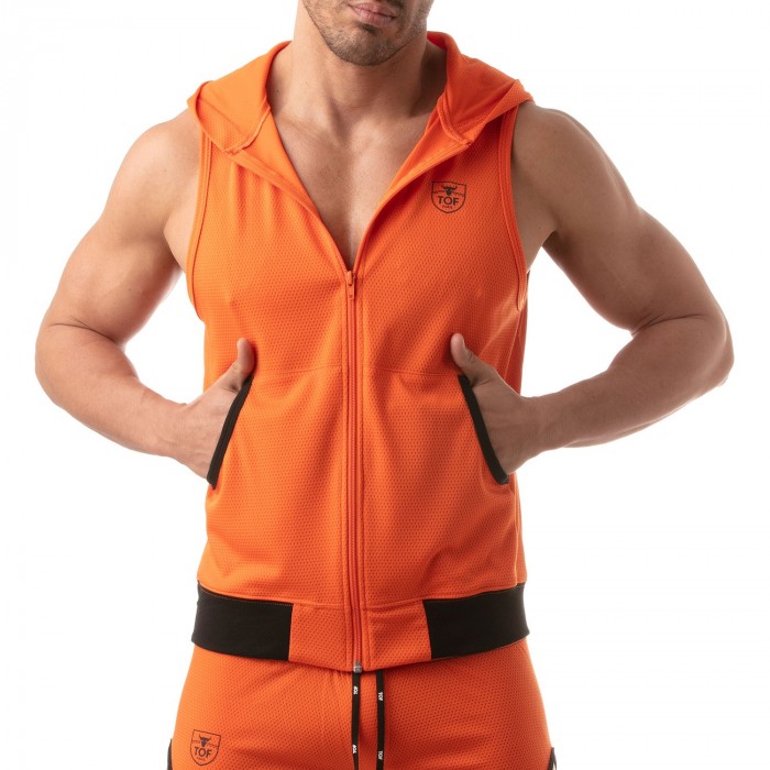  Jacke mit ärmelloser Kapuze Mesh - orange - TOF PARIS TOF202O 