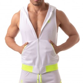  Mesh Sleeveless Hoodie - white - TOF PARIS TOF202B 