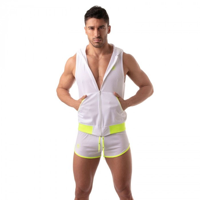  Mesh Sleeveless Hoodie - white - TOF PARIS TOF202B 