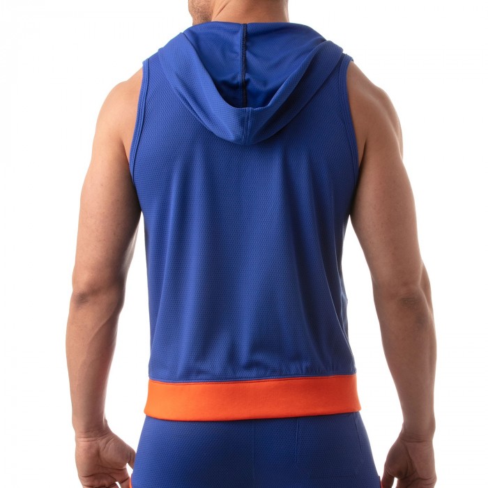  Mesh Sleeveless Hoodie - royal blue - TOF PARIS TOF202BUR 