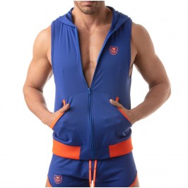  Mesh Sleeveless Hoodie - royal blue - TOF PARIS TOF202BUR 