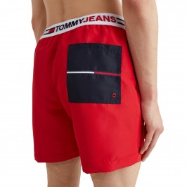  Logo Waistband Mid Length Swim Shorts Tommy Jeans - red - TOMMY HILFIGER UM0UM02490-XLG 