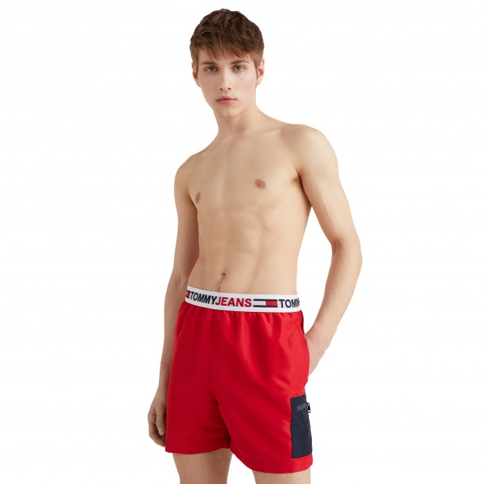  Costume shorts media lunghezza iconico Tommy Jeans - rosso - TOMMY HILFIGER UM0UM02490-XLG 