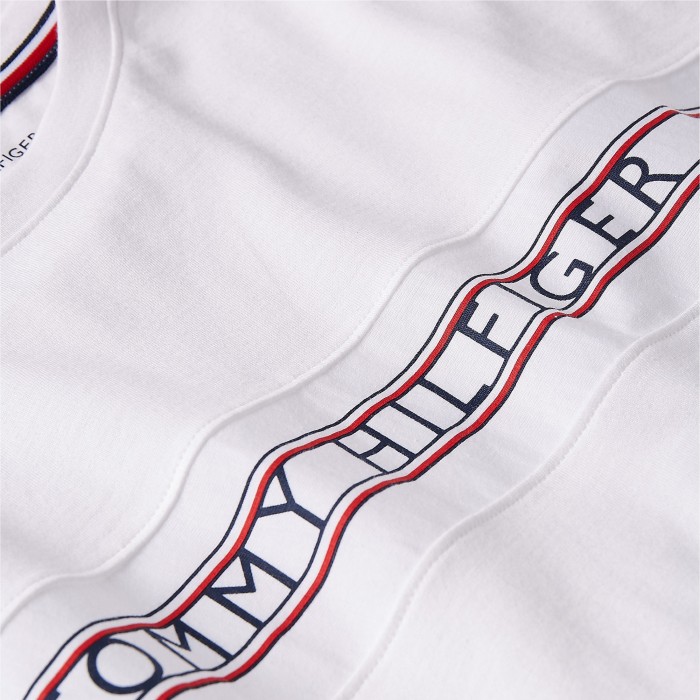 Tommy Signature Tape Logo T-Shirt - white: Tshirts for man brand