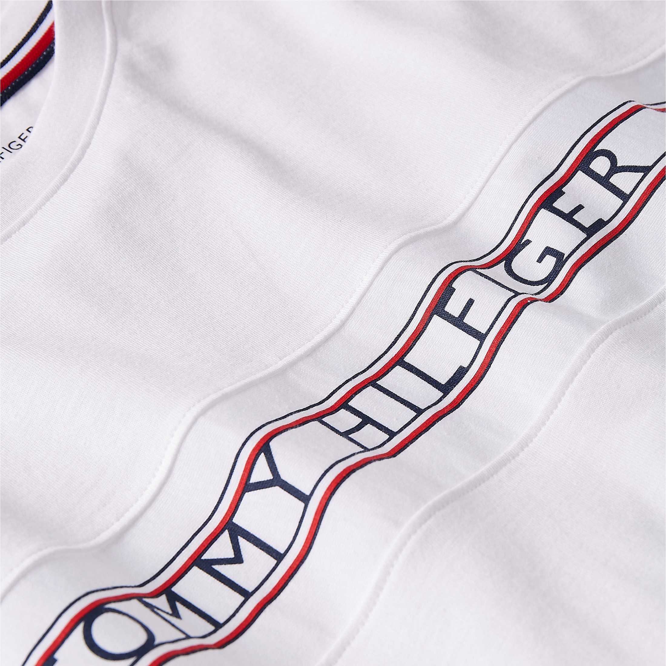 - brand Logo Tommy man Tape for T-Shirt Signature Tshirts white: