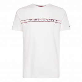 T-shirt à logo et bande emblématique Tommy - blanc - TOMMY HILFIGER UM0UM02422-YBR