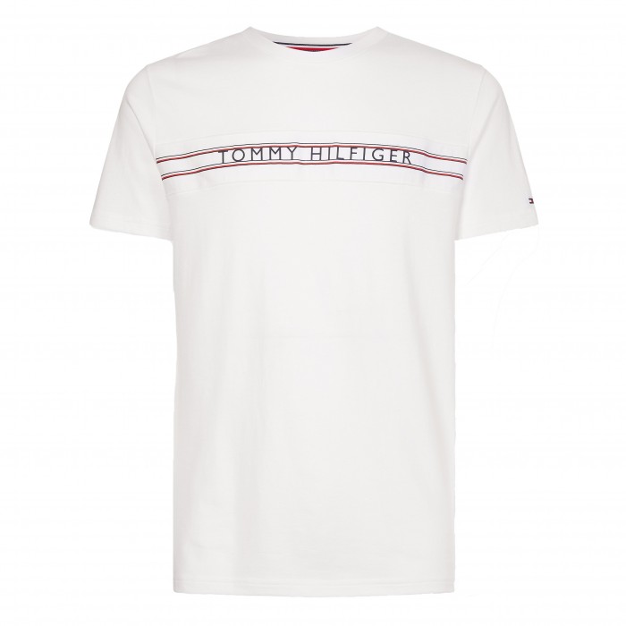 T-shirt à logo et bande emblématique Tommy - blanc - TOMMY HILFIGER UM0UM02422-YBR