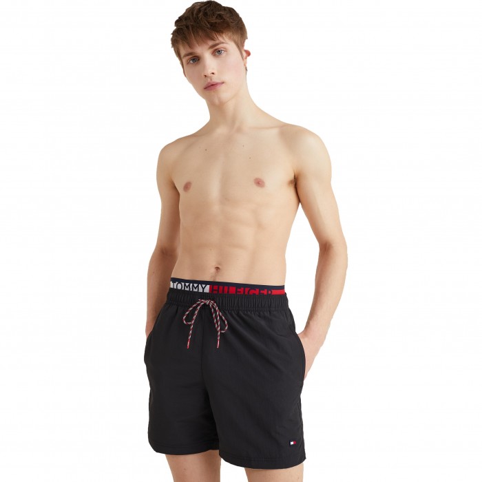  Logo Waist Mid Length Swim Shorts Tommy hilfiger - red - TOMMY HILFIGER *UM0UM02509-BDS 