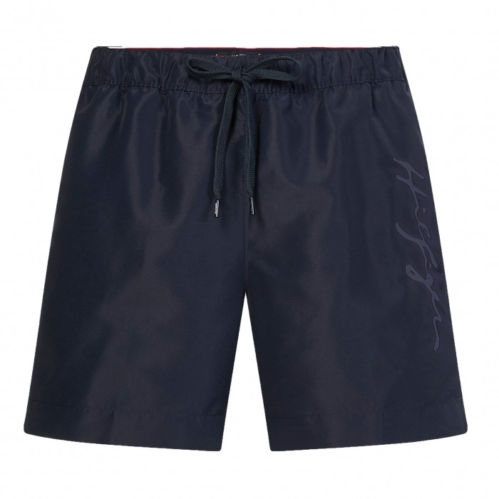 Short de bain mi-long Tommy à logo signature - bleu marine - TOMMY HILFIGER *UM0UM02299-DW5