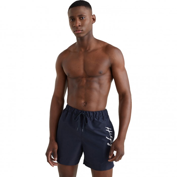  Short de bain mi-long Tommy à logo signature - bleu marine - TOMMY HILFIGER *UM0UM02299-DW5 