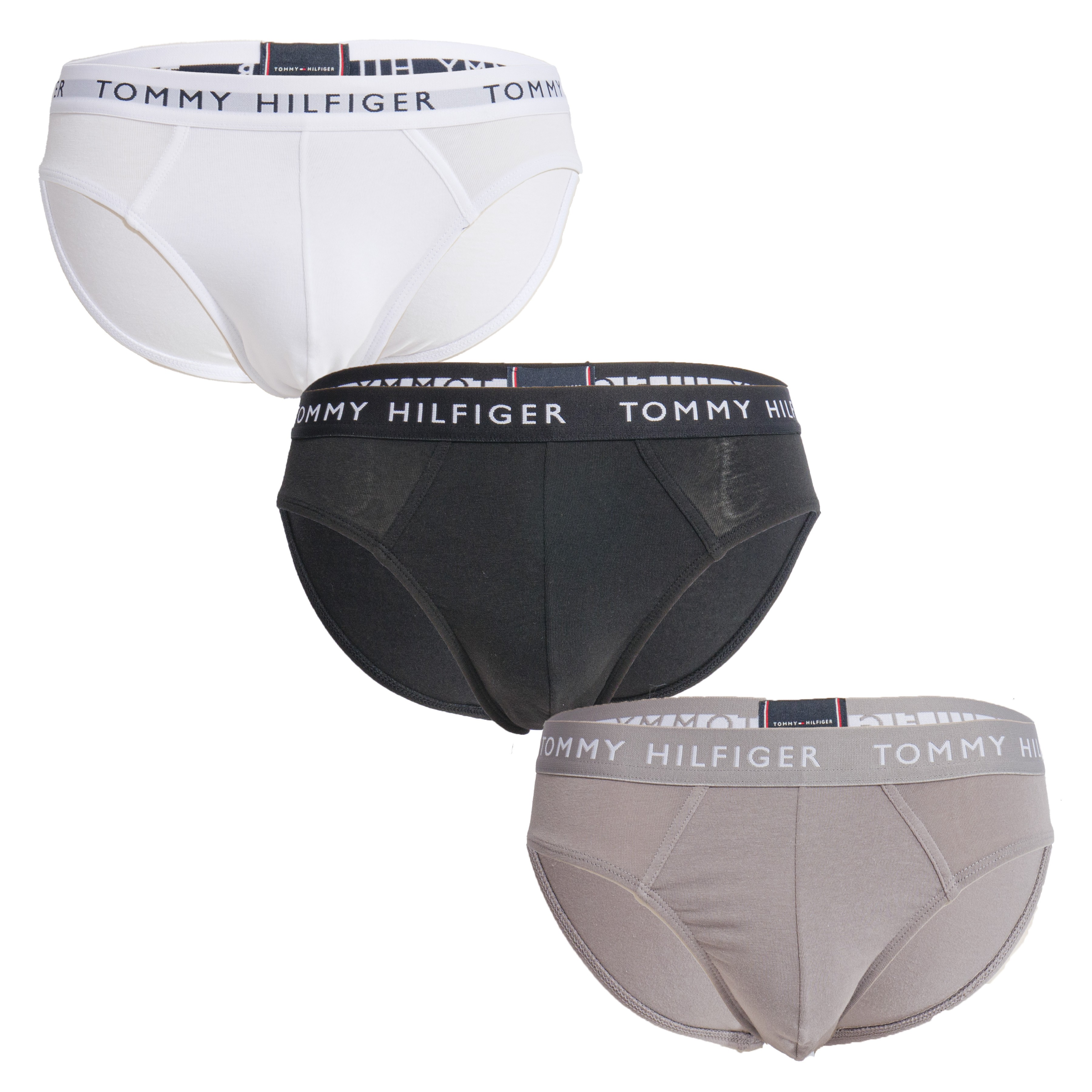 3 Tommy briefs - black, grey white: Packs for ma...
