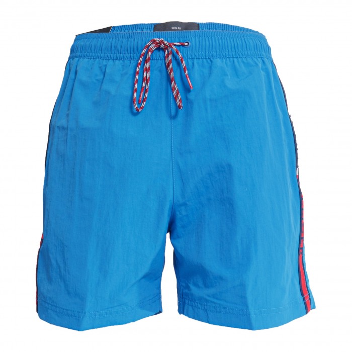 Short de bain mi-long à bande de logo Tommy - bleu - TOMMY HILFIGER *UM0UM02508-C2V