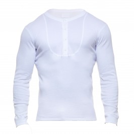 T-shirt manches longues Henley Organic - blanc - MODUS VIVENDI 04251-WHITE
