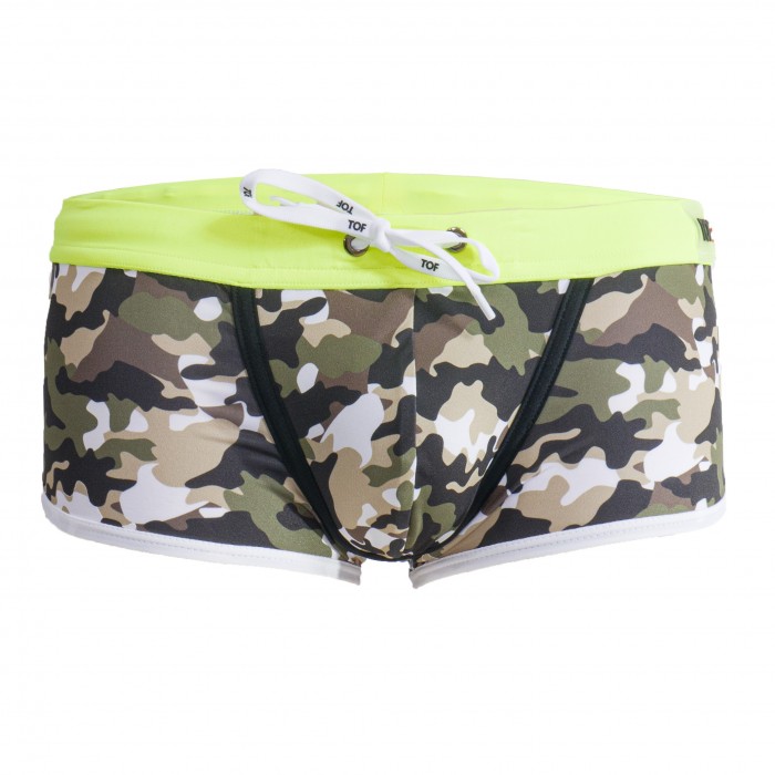 Boxer de bain taille basse Iconic - Camouflage kaki - TOF PARIS TOF207K