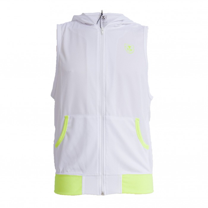 Mesh Sleeveless Hoodie - white - TOF PARIS TOF202B