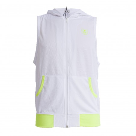 Giacca con cappuccio senza maniche Mesh - bianco