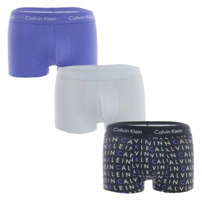 Set of 3 boxers low waist Cotton Stretch - blue, black and purple - CALVIN KLEIN *U2664G-1WH