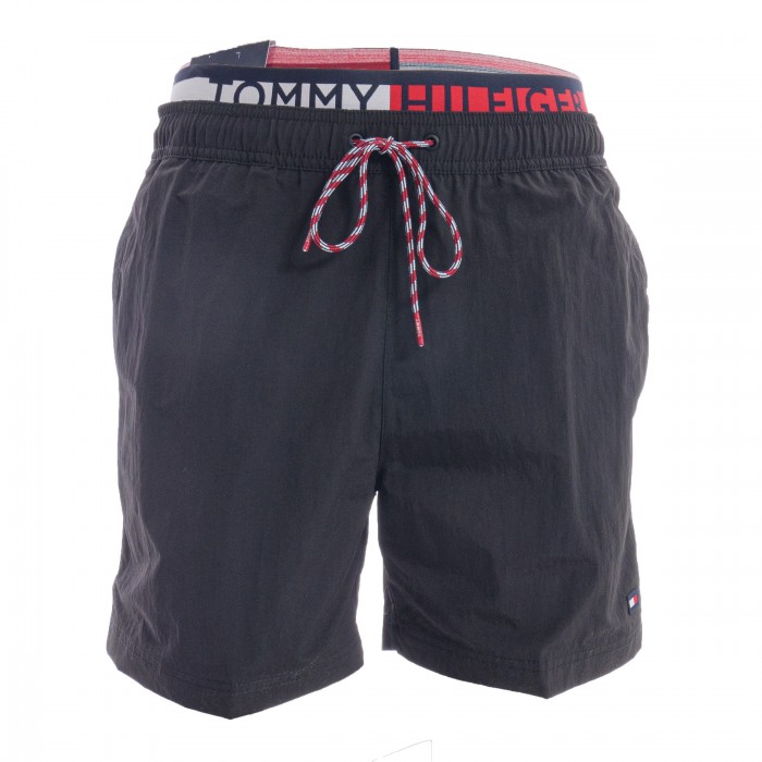  Short de bain mi-long à ceinture logo Tommy hilfiger - noir - TOMMY HILFIGER *UM0UM02509-BDS 