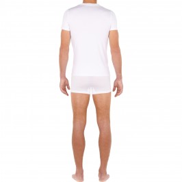  T-shirt col V Tencel Soft - blanc - HOM 402466-0003 