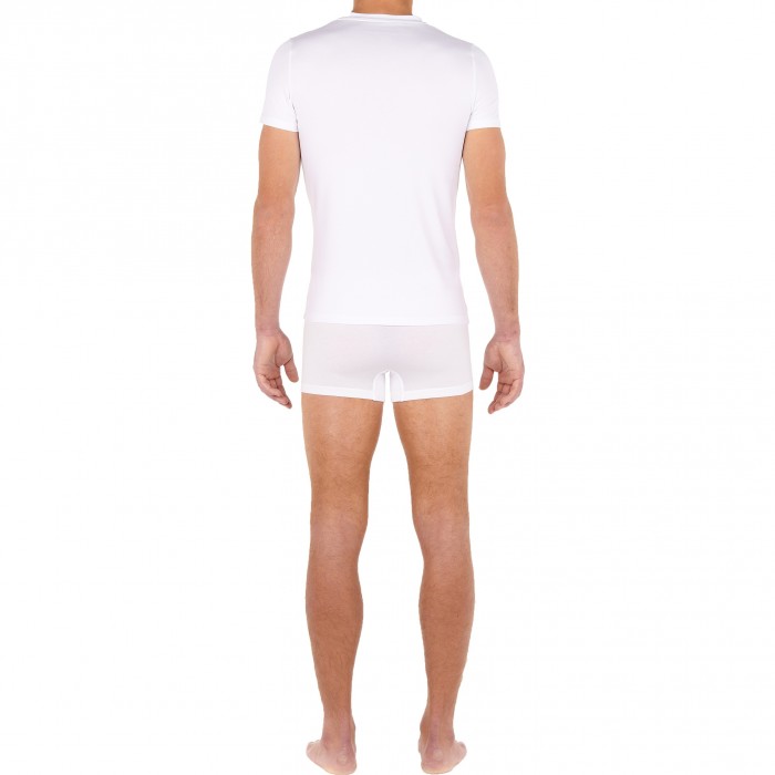  T-shirt col V Tencel Soft - blanc - HOM 402466-0003 