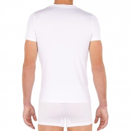  T-shirt col V Tencel Soft - blanc - HOM 402466-0003 