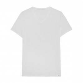 T-shirt col V Tencel Soft - weiß - HOM 402466-0003