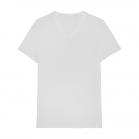 T-shirt col V Tencel Soft - blanc