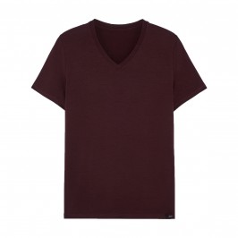 T-shirt col V Neck Tencel Soft - burgundy - HOM 402466-00ZQ