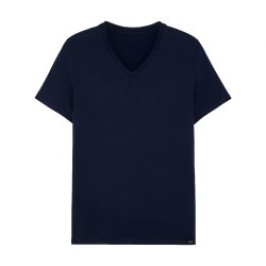T-shirt col V Neck Tencel Soft - navy - HOM 402466-00RA