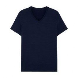  T-shirt col V Neck Tencel Soft - navy - HOM 402466-00RA 