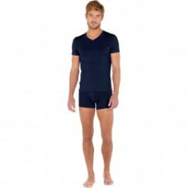  T-shirt col V Neck Tencel Soft - navy - HOM 402466-00RA 