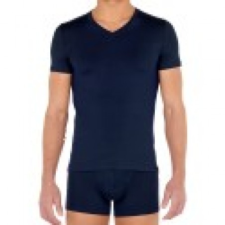 T-shirt col V Tencel Soft - navy