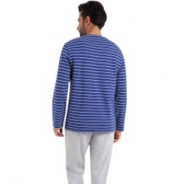  Pyjama long homme coton Eminence - bleu/gris - EMINENCE 7V54-4930 