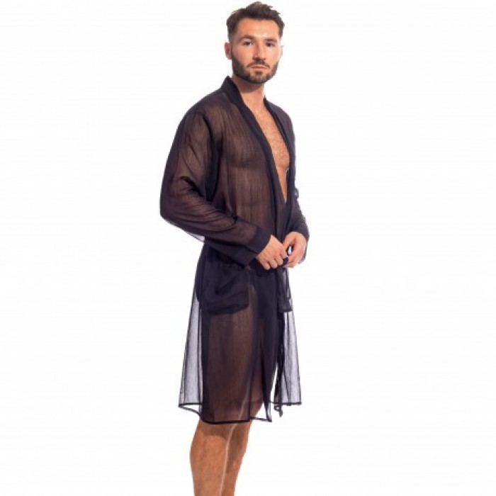  Chantilly Black - Kimono Dressing Gown - L'HOMME INVISIBLE HW140-CHA-001 