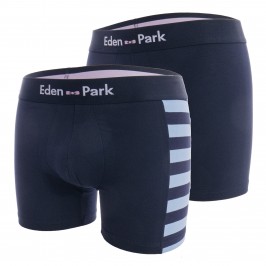  Lot de 2 boxers rayés bleu clair et uni - EDEN PARK E658G19 NA113 