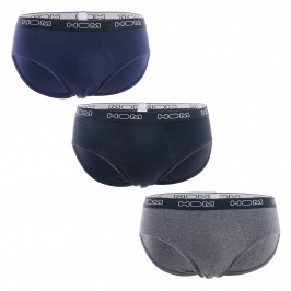  Set di 3 slip HOM boxerlines - grigio, navy e nero - HOM 402467-V002 