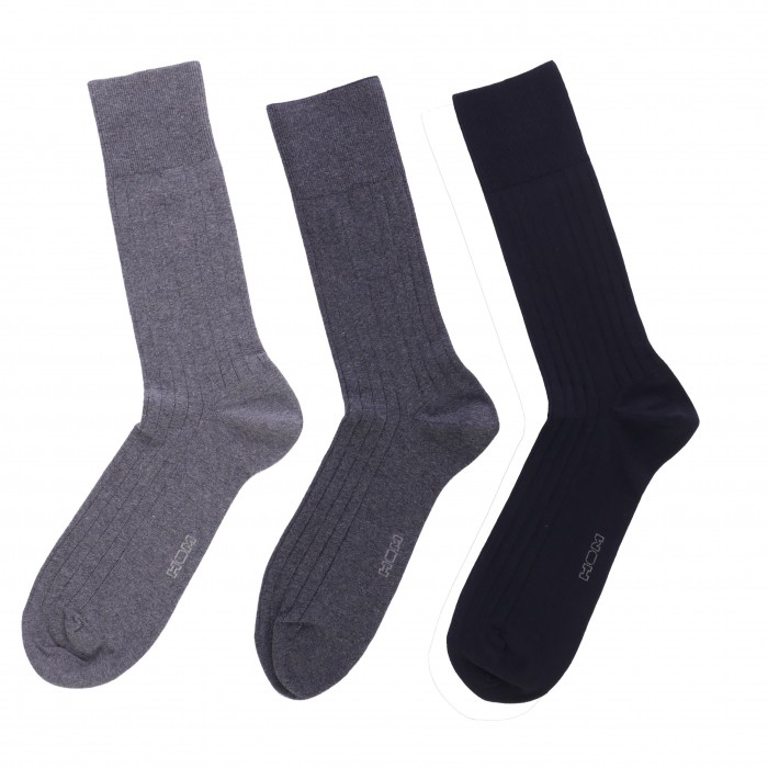  Lot de 3 paires de chaussettes HOM Triple Pack Coton - noir et gris - HOM 405639-V001 