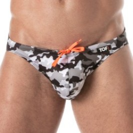 Bath Brief of the brand TOF PARIS - Iconic swim bikini - grey camouflage - Ref : TOF205G