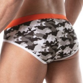 Slip de bain de la marque TOF PARIS - Slip de bain taille basse Iconic - camouflage gris - Ref : TOF206G