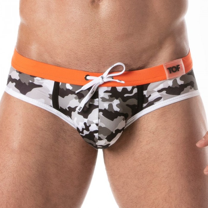 Badeschein der Marke TOF PARIS - Badehose mit niedriger taille Iconic - camo grau - Ref : TOF206G